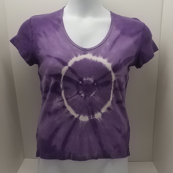 Xhilaration women's junior short sleeve top XL purple tie dye graphic print - Picture 12 of 12
